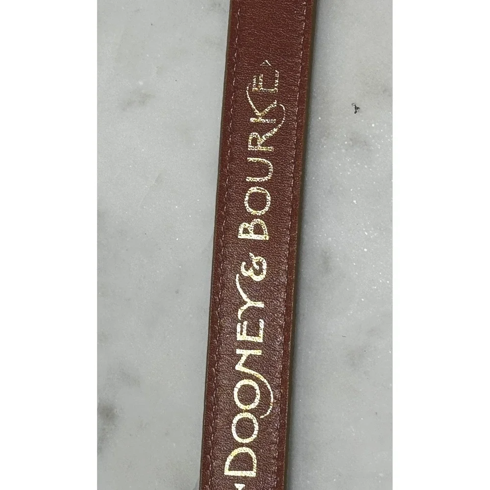 Vintage Dooney Bourke Thin All Weather Leather Belt L Tan Brass Duck Old Money